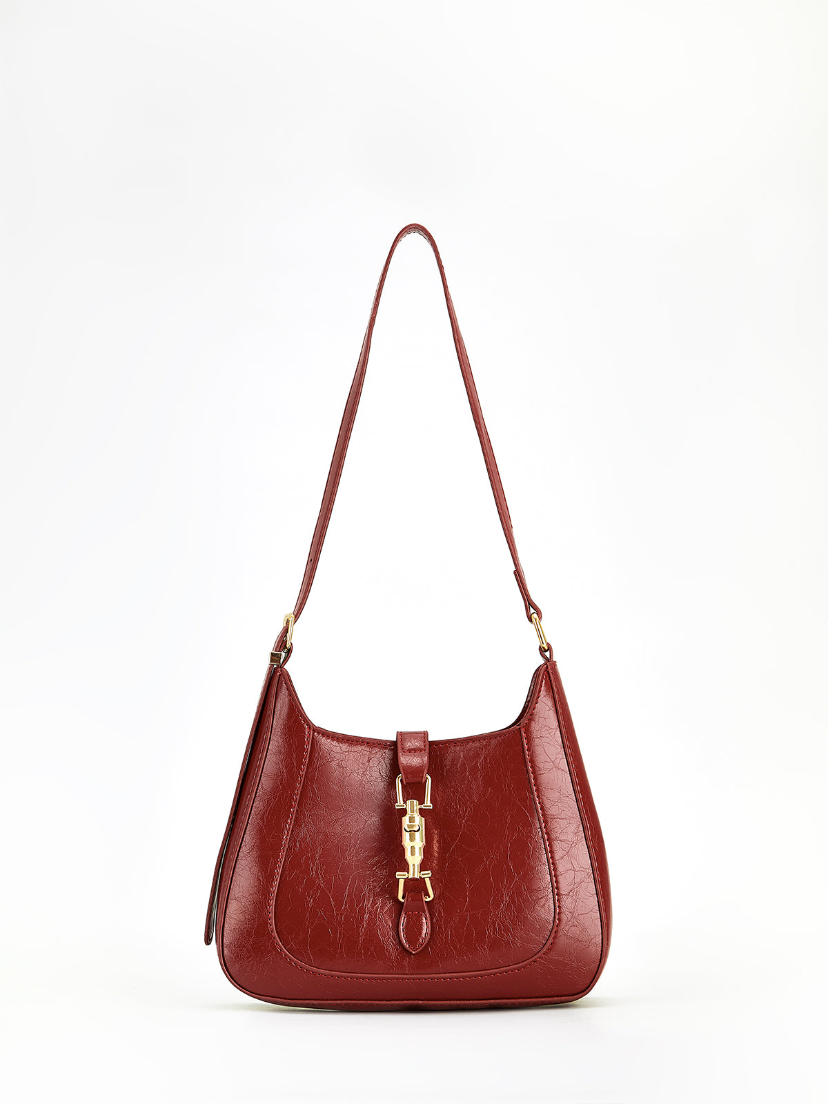 Bolsa Livia compacta com fecho metálico vintage e acabamento acetinado