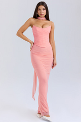 Conjunto Vyva Bustier Roberta elegante em poliéster com lenço de gola