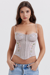 Corset Vyva Floral Márcia em poliéster com estampa delicada