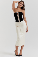 Corset estruturado do Conjunto Anahy com decote sem alças