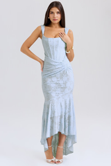 Vestido Bustier Anna com estampa detalhada e barbatanas