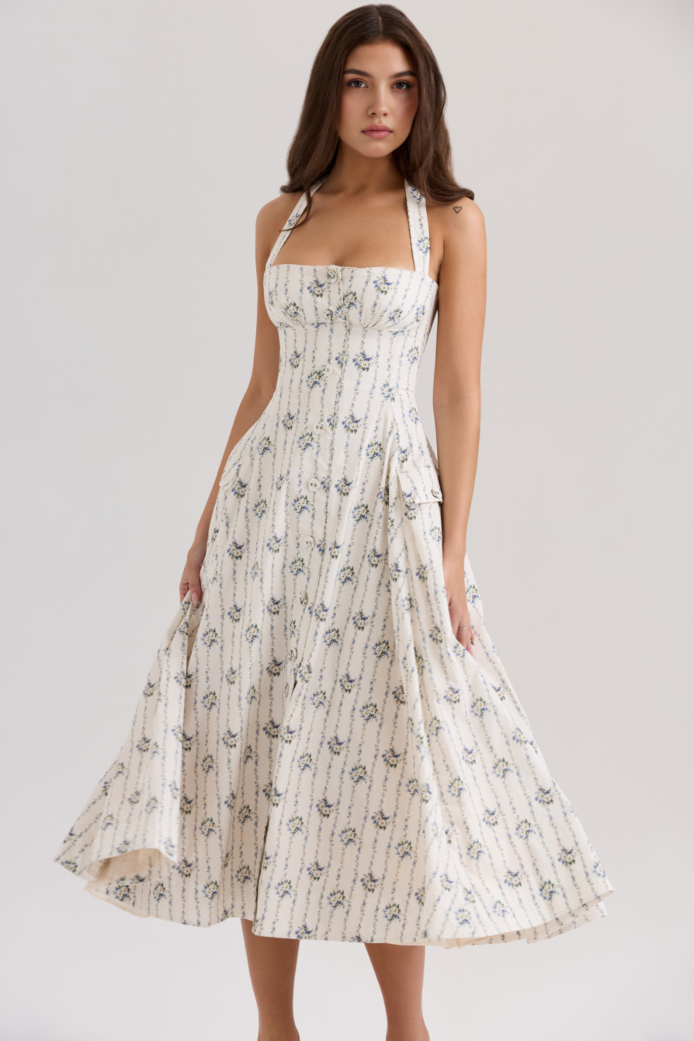 Vestido Vyva Bustier Elisa elegante em poliéster com ajuste na nuca