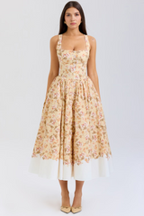 Vestido Vyva Bustier Emilia com botões centrais e busto sem bojo