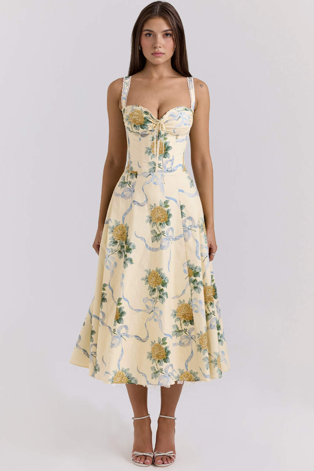 Vestido Vyva Bustier Renda Bruna em poliéster, sem bojo